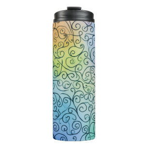 Whimsical Rainbow Swirl Pattern Abstract kleurrijk Thermosbeker