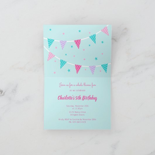 Whimsical Rainbow Unicorn Aqua 5th Birthday (Binnen)