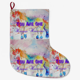 Whimsical Rainbow Unicorn Art-kerststop Grote Kerstsok
