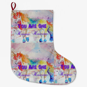 Whimsical Rainbow Unicorn Art-kerststop Grote Kerstsok