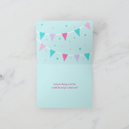 Whimsical Rainbow Unicorn Birthday Bedankkaart (Binnen)