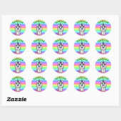 Whimsical Rainbow Unicorn en Butterfly Ronde Sticker (Vel)