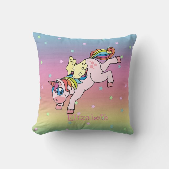 Whimsical Rainbow Unicorn, Ombre Kussen (Voorkant)