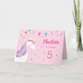 Whimsical Rainbow Unicorn Pink 5th Birthday (Voorkant)