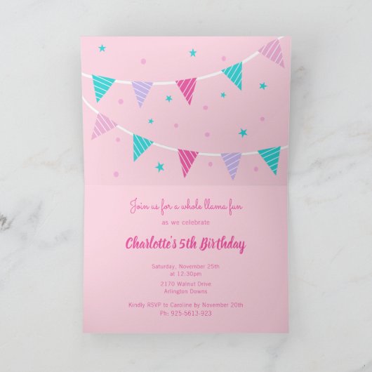 Whimsical Rainbow Unicorn Pink 5th Birthday (Binnen)