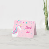 Whimsical Rainbow Unicorn Pink Birthday Bedankkaart (Voorkant)