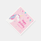 Whimsical Rainbow Unicorn Pink Happy Birthday Servet (Hoek)