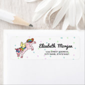Whimsical Rainbow Unicorn, sterren Etiket (Insitu)