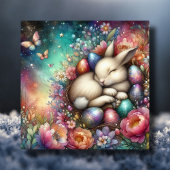 Whimsical Rainbow Waterverf Bunny Easter Feestdagenkaart