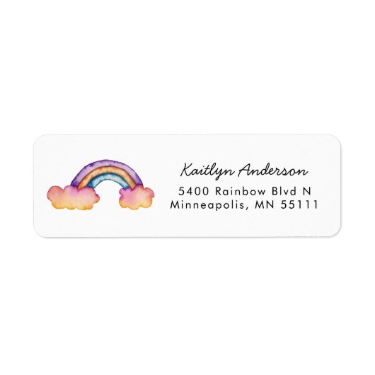 Whimsical Rainbow Waterverf retouradres Etiket (Voorkant)