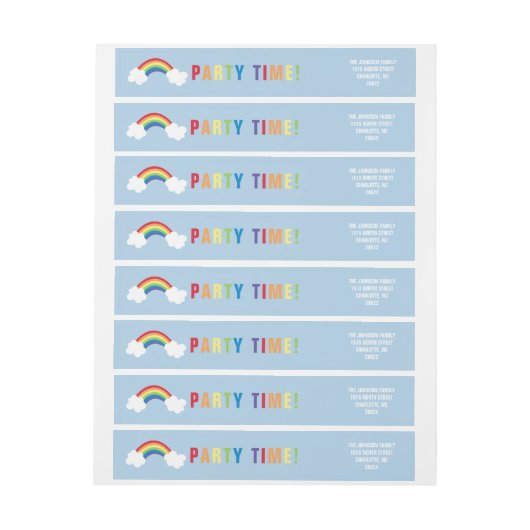 Whimsical Rainbow Wrap Around Adres Label (Vel)
