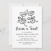 Whimsical Raise a Toast Foto Afstudeerfeest Kaart (Voorkant)