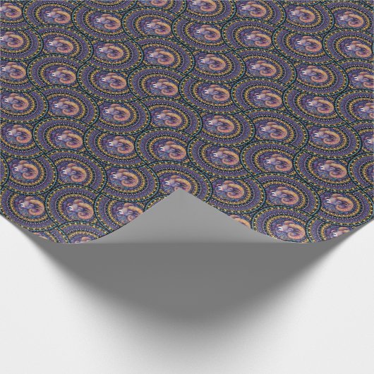 Whimsical Ram Astrologie Mandala Art Deco Fans Cadeaupapier (Hoek)