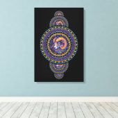 Whimsical Ram Ornamental Mandala Canvas Muurkunst Afdruk (Insitu (Houten vloer))