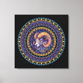 Whimsical Ram Zodiac Dot Mandala Canvas Muurkunst (Voorkant)