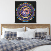 Whimsical Ram Zodiac Dot Mandala Canvas Muurkunst (Insitu (Slaapkamer))