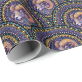 Whimsical Ram Zodiac Mandala Art Deco Scallop Cadeaupapier (Rol Hoek)