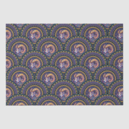 Whimsical Ram Zodiac Mandala Art Deco Scallop Tissuepapier