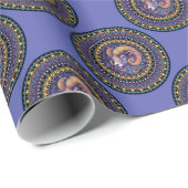 Whimsical Ram Zodiac Sign Polka Dot Mandala Cadeaupapier (Rol Hoek)