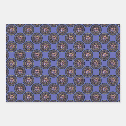 Whimsical Ram Zodiac Sign Polka Dot Mandala Inpakpapier Vel (Voorkant 3)