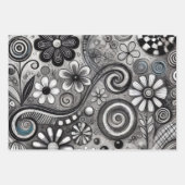 Whimsical Raven Floral Zwart Paarse Decoupage Inpakpapier Vel (Voorkant 2)