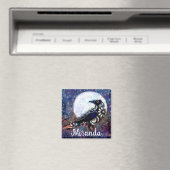 Whimsical Raven Moon Floral Abstract gepersonalise Magneet (Insitu (Vaatwasser))