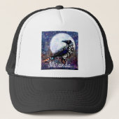 Whimsical Raven Moon Floral Abstract gepersonalise Trucker Pet (Voorkant)