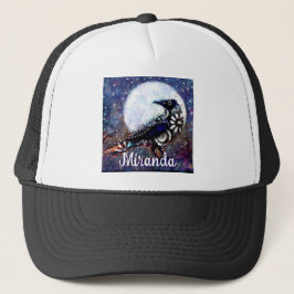 Whimsical Raven Moon Floral Abstract gepersonalise Trucker Pet