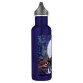 Whimsical Raven Moon Floral Abstract gepersonalise Waterfles (Links)