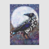 Whimsical Raven Moon Floral Black Decoupage Tissuepapier (Voorkant)
