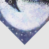 Whimsical Raven Moon Floral Black Decoupage Tissuepapier (Detail)