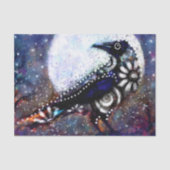 Whimsical Raven Moon Floral Black Decoupage Tissuepapier (Voorkant)