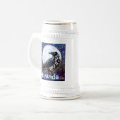 Whimsical Raven Moon Floral gepersonaliseerd Bierpul (Voorkant links)