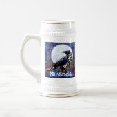 Whimsical Raven Moon Floral gepersonaliseerd Bierpul (Links)