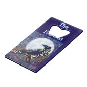 Whimsical Raven Moon Floral gepersonaliseerd Creditkaart Flessenopener (Achterkant Gekanteld)