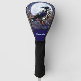 Whimsical Raven Moon Floral gepersonaliseerd Golfheadcover