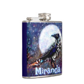 Whimsical Raven Moon Floral gepersonaliseerd Heupfles (Rechts)