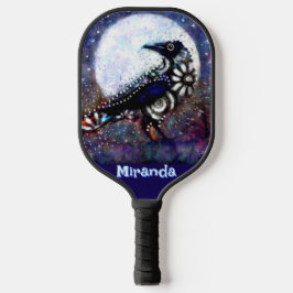 Whimsical Raven Moon Floral gepersonaliseerd Pickleball Paddle