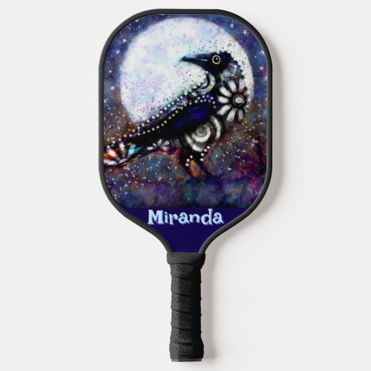 Whimsical Raven Moon Floral gepersonaliseerd Pickleball Paddle (Voorkant)