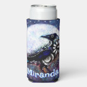 Whimsical Raven Moon Floral gepersonaliseerd Seltzer Blikjeskoeler (Seltzer Achterkant)