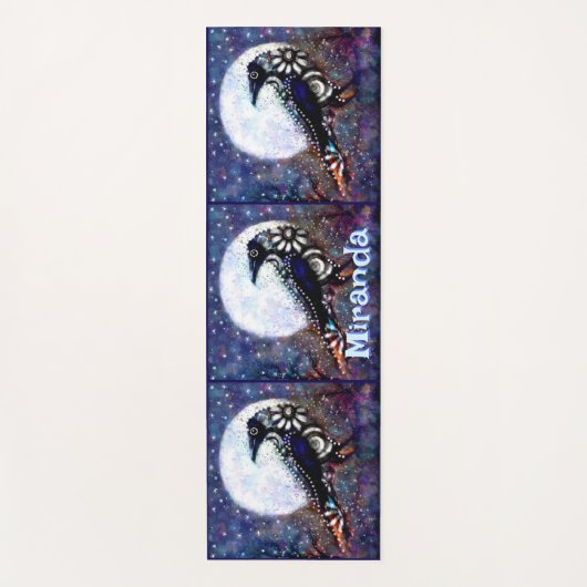 Whimsical Raven Moon Floral gepersonaliseerd Yogamat (Voorkant)