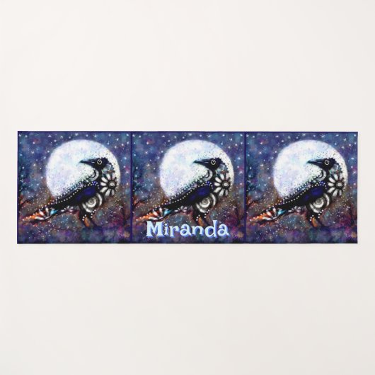 Whimsical Raven Moon Floral gepersonaliseerd Yogamat (Voorkant (horizontaal))