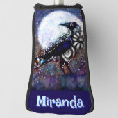 Whimsical Raven Moon Floral Personalized Golfheadcover (Draai 90)