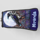 Whimsical Raven Moon Floral Personalized Golfheadcover (Voorkant)