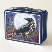 Whimsical Raven Moon Floral Zwart Wit Blauw (Achterkant)