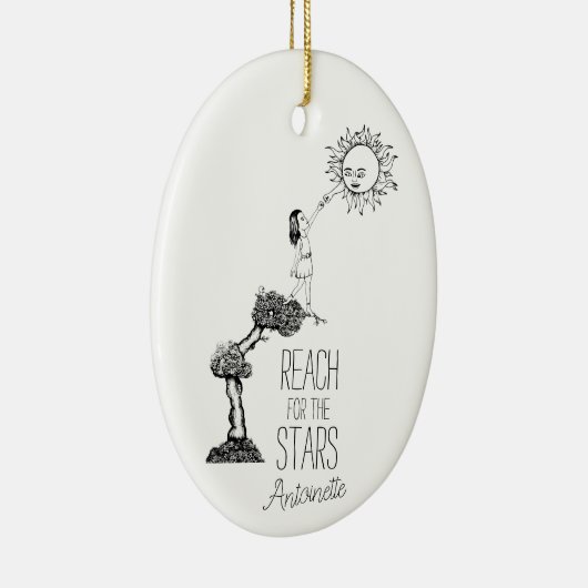 Whimsical Reach for the Stars Inspirerend Quote Keramisch Ornament (Rechts)