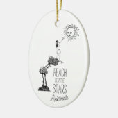 Whimsical Reach for the Stars Inspirerend Quote Keramisch Ornament (Links)