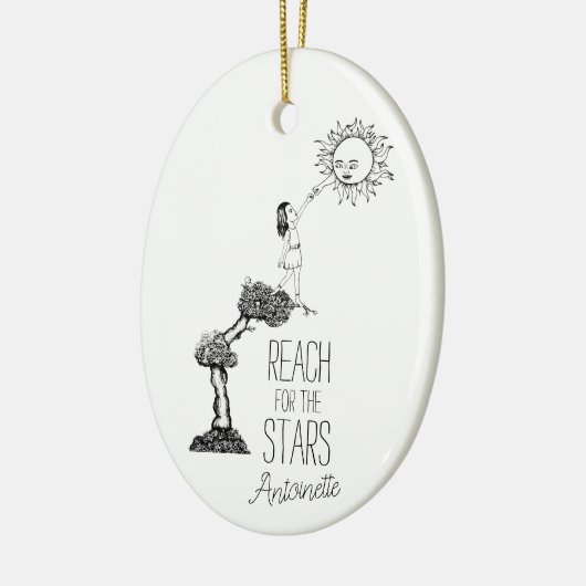 Whimsical Reach for the Stars Inspirerend Quote Keramisch Ornament (Links)