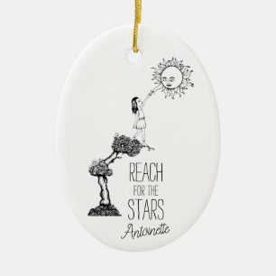 Whimsical Reach for the Stars Inspirerend Quote Keramisch Ornament