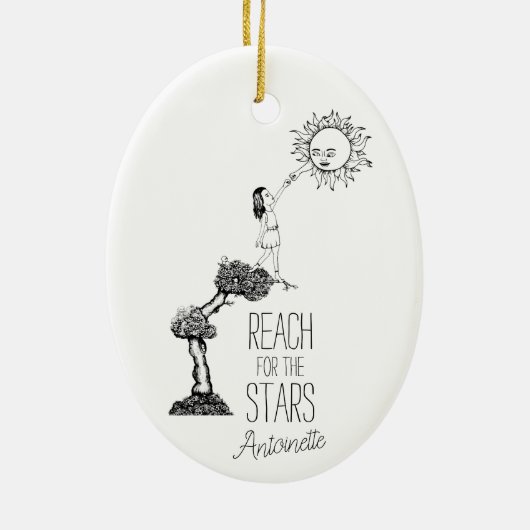 Whimsical Reach for the Stars Inspirerend Quote Keramisch Ornament (Achterkant)